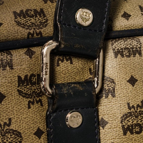 MCM Beige Monogram Visetos Canvas Leather Marble Briefcase Bag - Picture 5 of 9